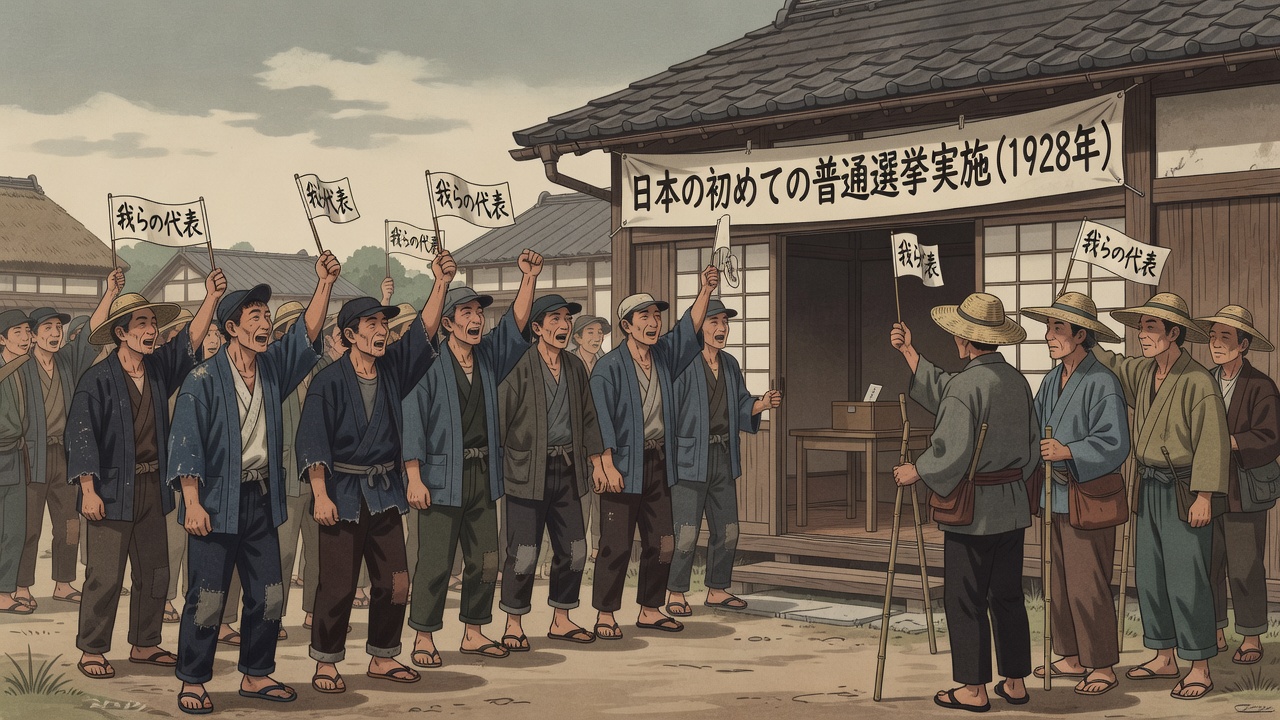 労働者や農民たちが自分たちの代表を応援する様子