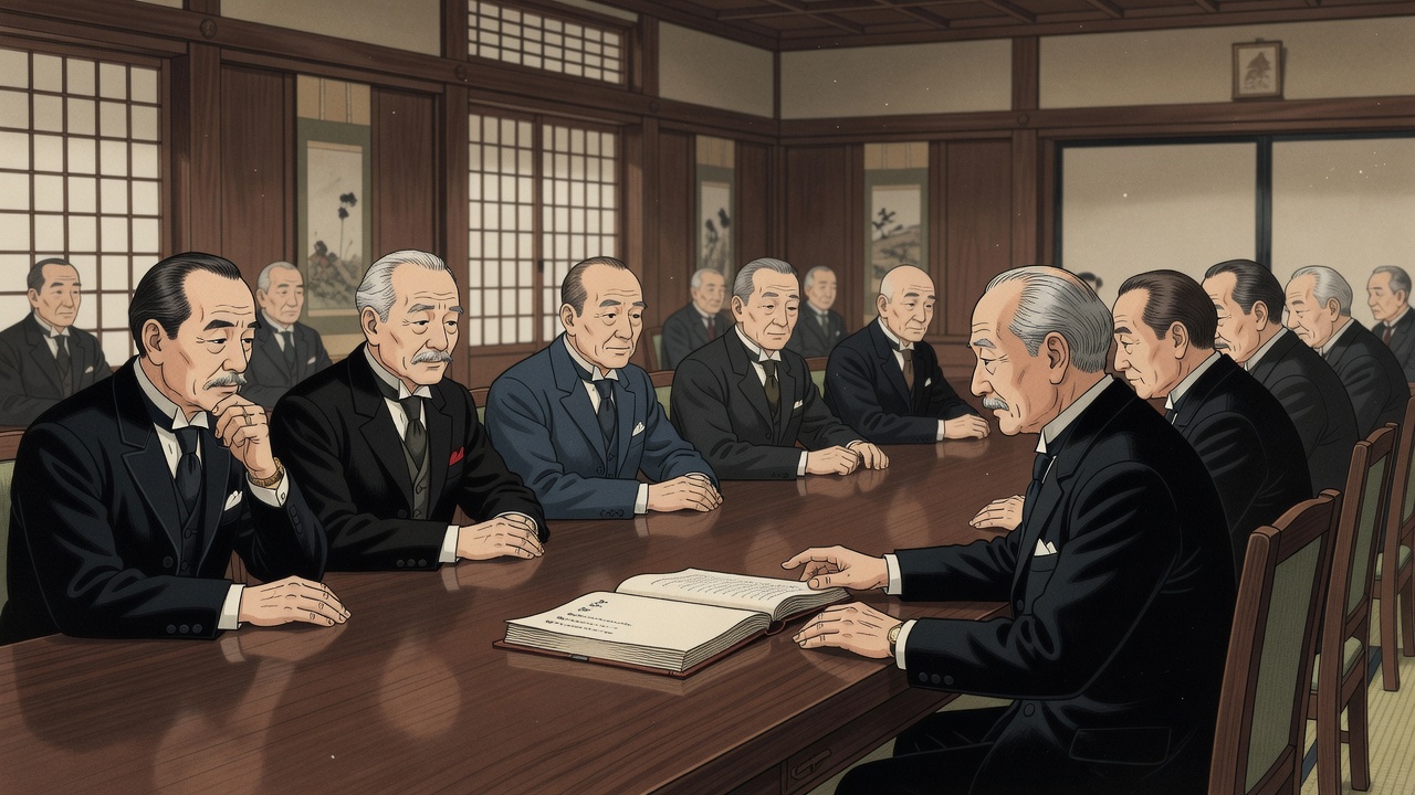 枢密院で条約の文言について議論する様子